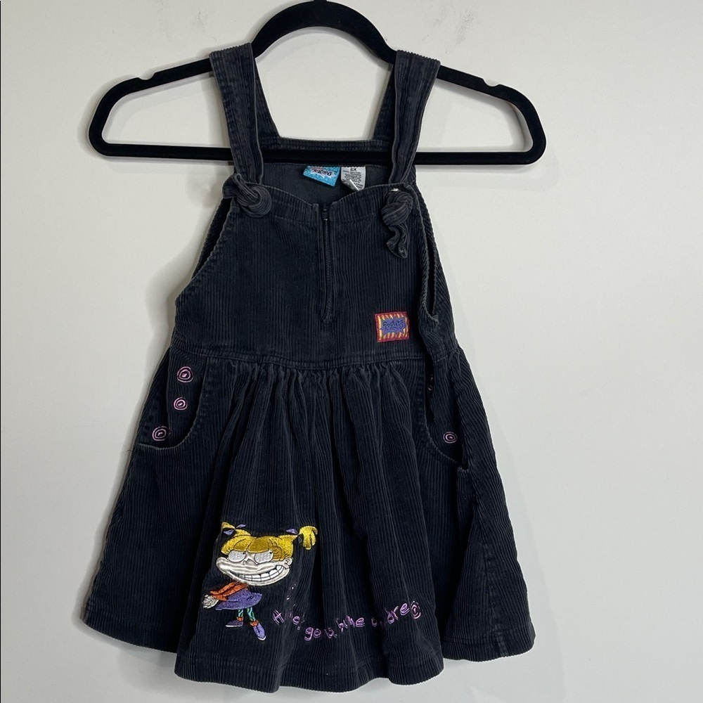 Vintage Nickelodeon Rugrats Angelica Kids Corduroy Overall Dress Size 6X
